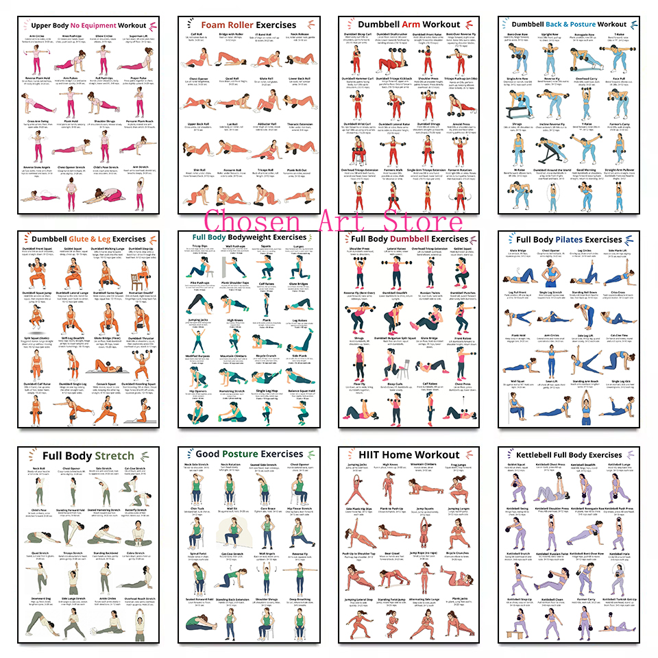 Sports Equipment Poster - Fitness Exercise Schedule Poster Print Canvas