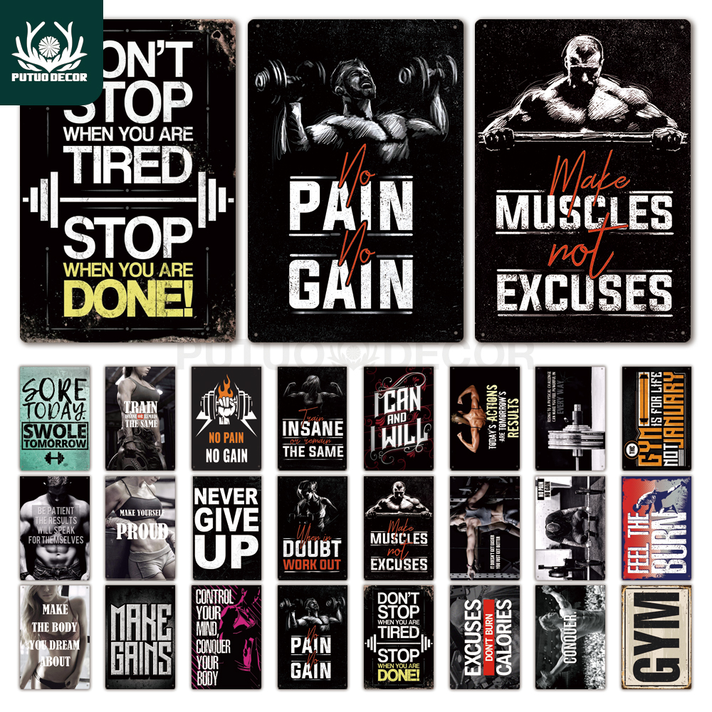 Putuo Decor Gym Tin Sign Plaqu – Sports Equipment Poster recenzja i cena