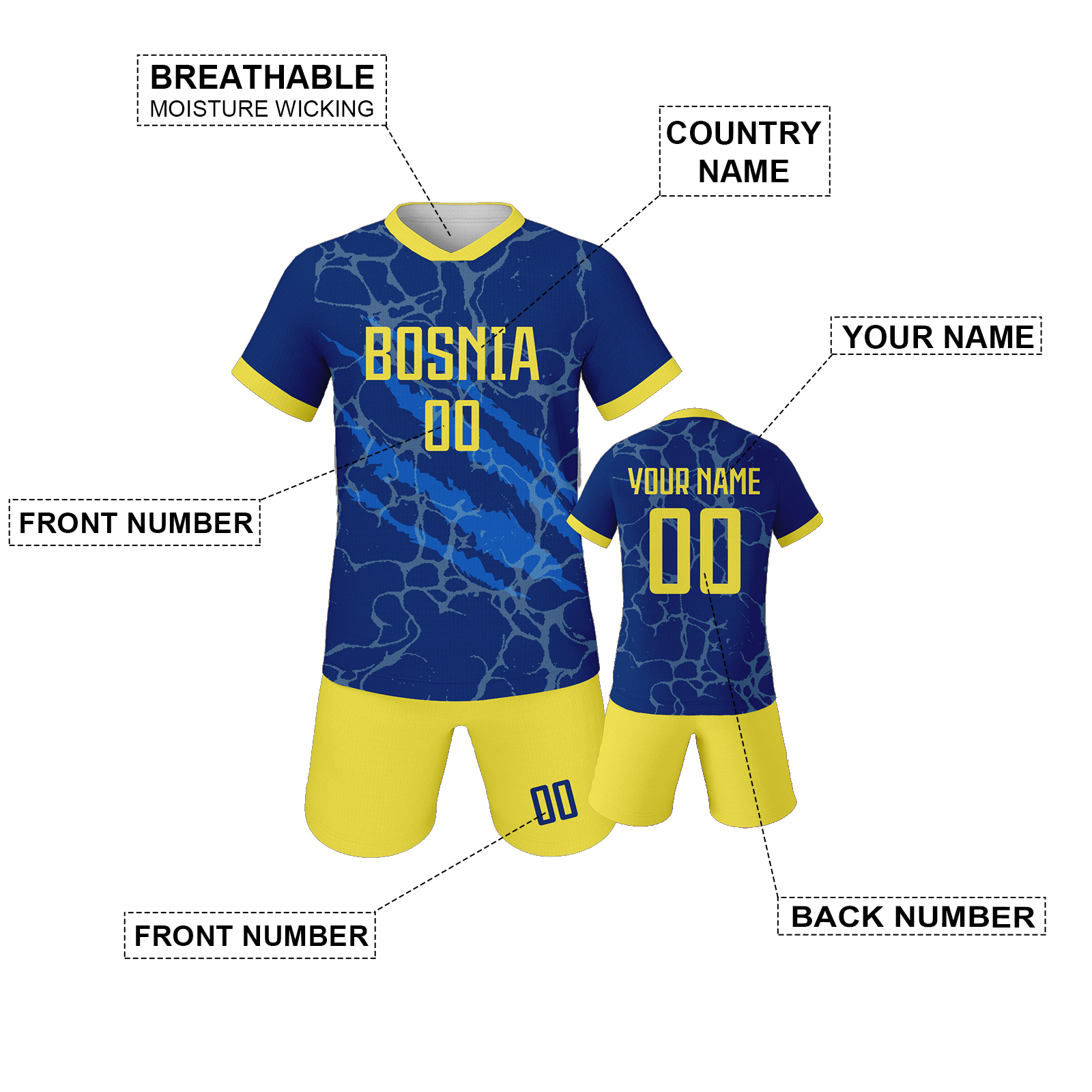 Custom Bosnia Soccer Set Kids  – Sports Equipment For Boys recenzja i cena